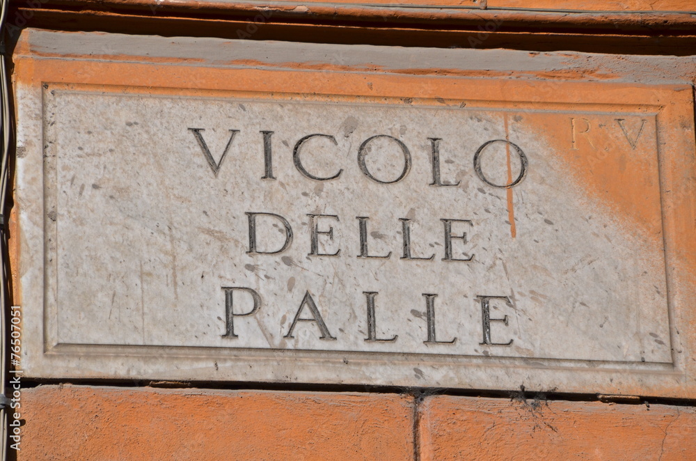 Fototapeta premium VIcolo delle Palle, Street Plate in ROme