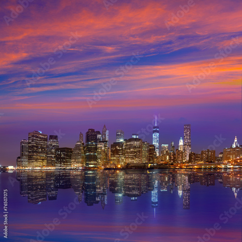 Manhattan sunset skyline New York NYC US