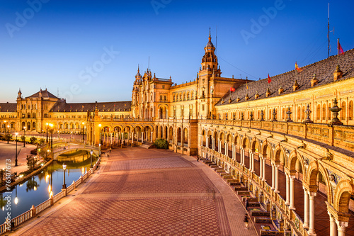 Seville, Spain at Spanish Square (Plaza de Espana).