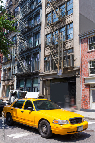 New York Soho buildings yellow cab taxi NYC USA