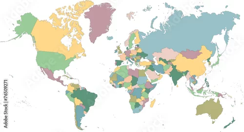 Naklejka na ścianę Mapa świata