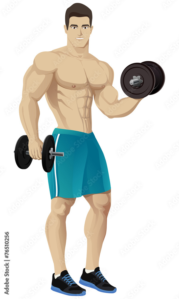 Muscle man , bodybuilder #2. - obrazy, fototapety, plakaty 
