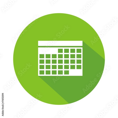 Icono calendario verde botón sombra