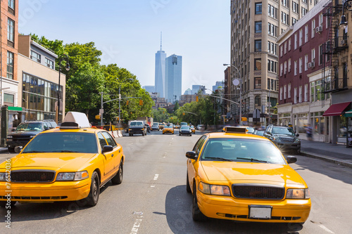 New York West Village in Manhattan yellow cab © lunamarina