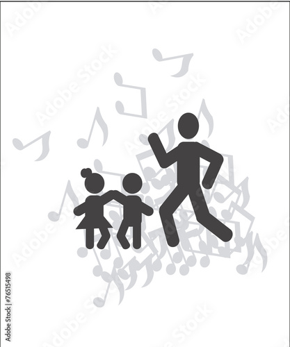 Dad dancing with their children illustration over white color an