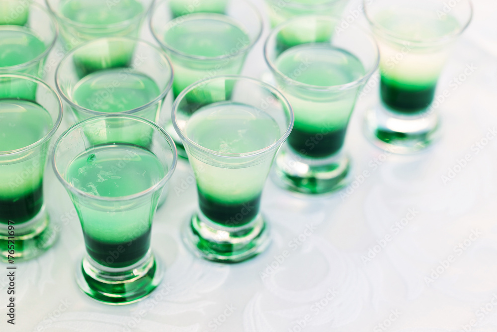 Raw of shot drinks Raw of shot drinks