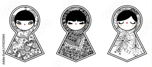 Vector background with babushka matryoshka dolls