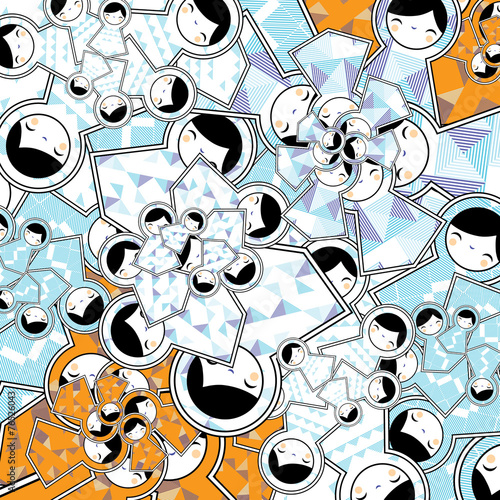 Vector background with babushka matryoshka dolls