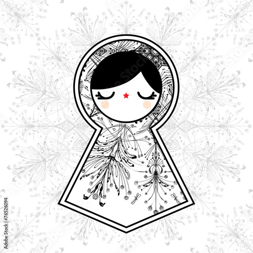 Vector illustration with babushka matryoshka doll