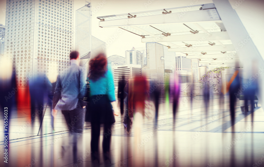 Business People Rush Hour Walking Commuting City Concept