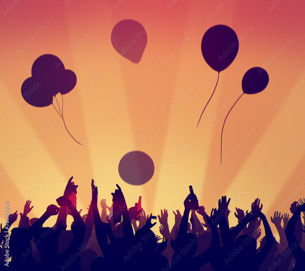 People Crowd Party Celebration Drinks Arms Raised Concept People Crowd Party Celebration Drinks Arms Raised Concept