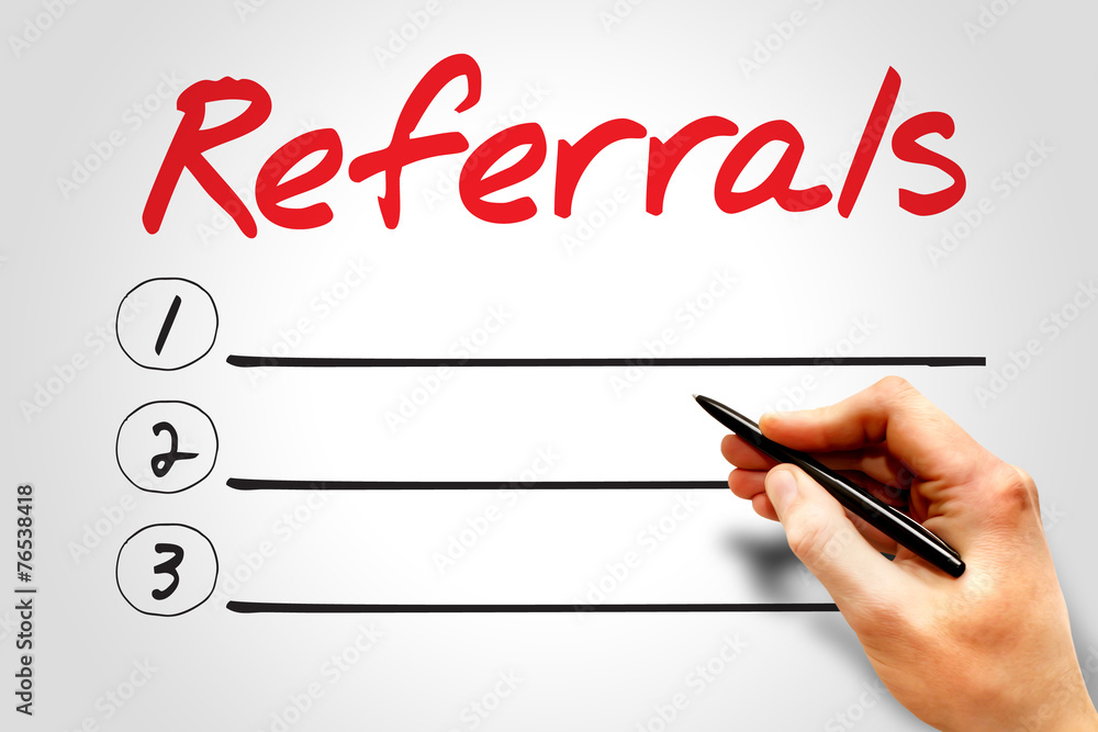 Referrals blank list, business concept Referrals blank list, business concept