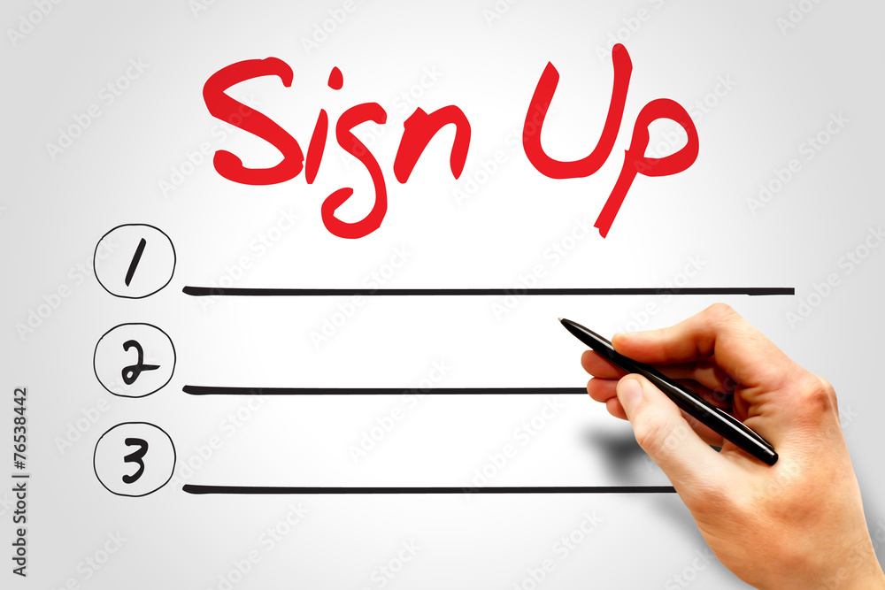 SIGN UP blank list, business concept SIGN UP blank list, business concept