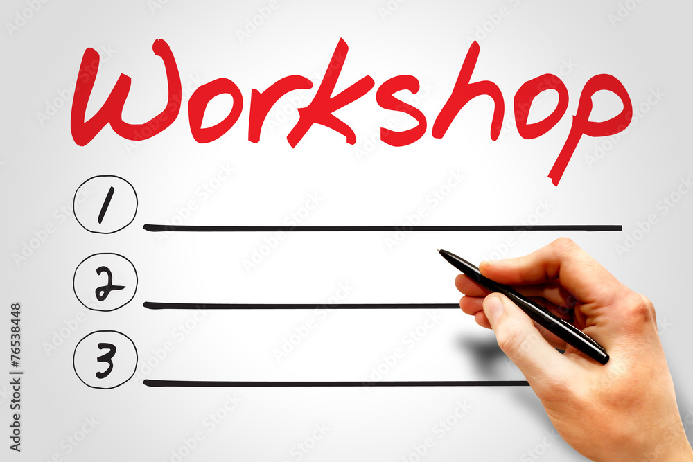 WORKSHOP blank list, business concept WORKSHOP blank list, business concept