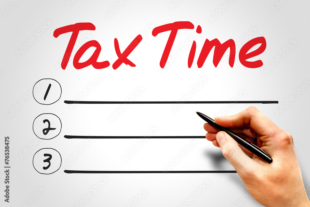 TAX TIME blank list, business concept TAX TIME blank list, business concept