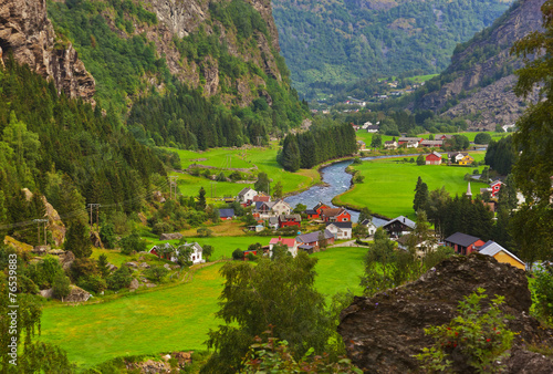 Fototapeta Village in Flam - Norway