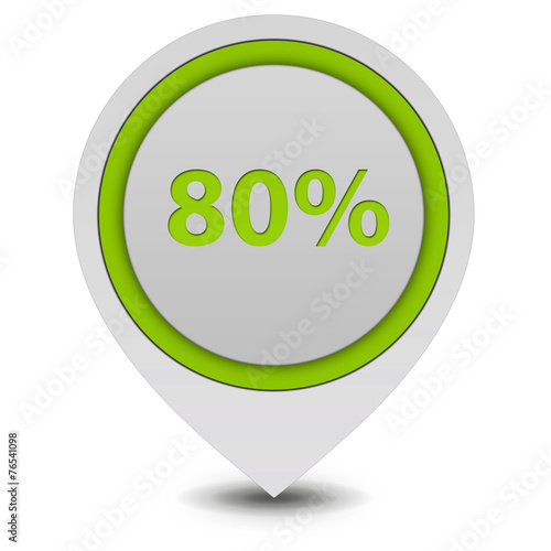 Eighty percent pointer icon on white background