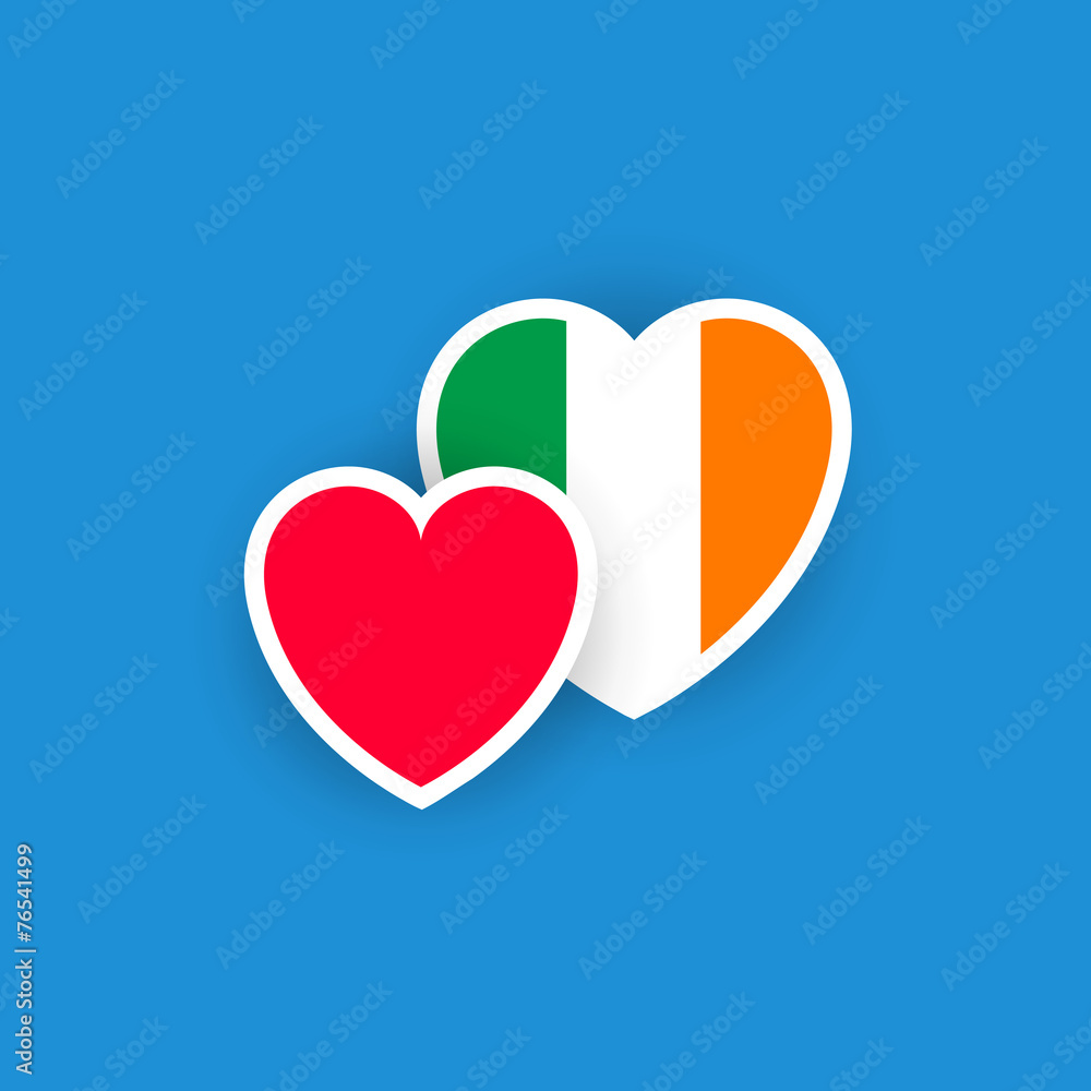 Irish flag in the shape of heart