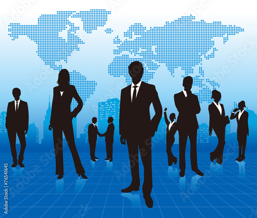 business people with world map Vector