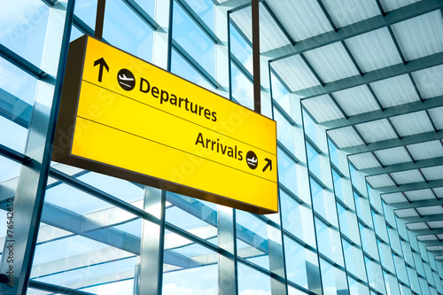 Airport Departure and Arrival sign at Heathrow, London