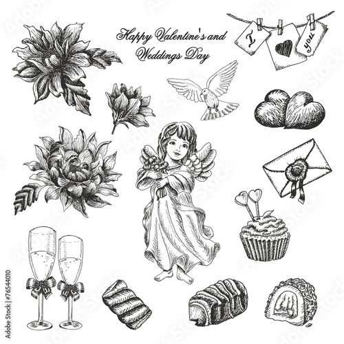 Vector set of weddings day collection