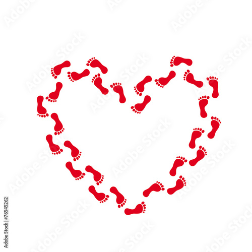 Footprint Red Track Heart