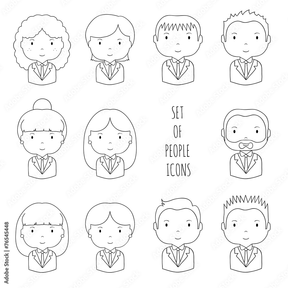 Set of line silhouette office people icons. Businessman Set of line silhouette office people icons. Businessman