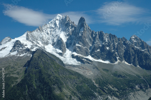 Peaks in snow nearby Chamonix in Alps in France