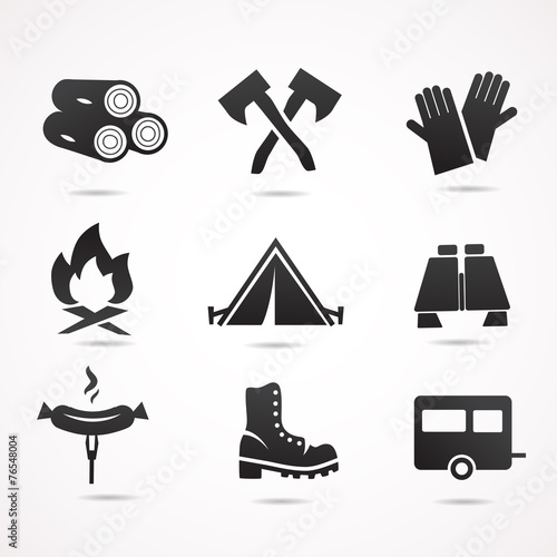 Camping vector icon set.