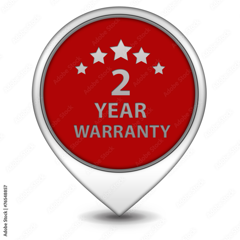 Two year warranty pointer icon on white background Two year warranty pointer icon on white background