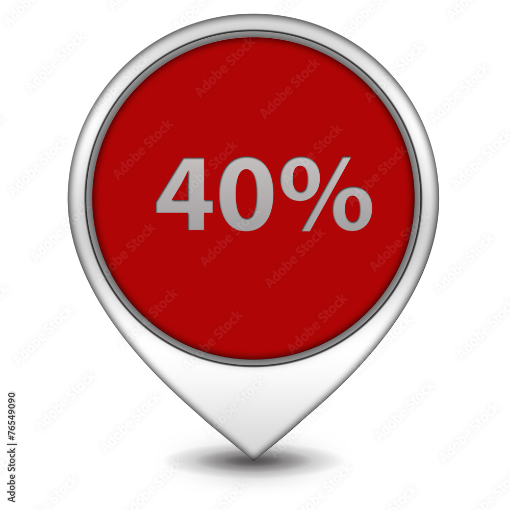 Fourty percent pointer icon on white background Fourty percent pointer icon on white background