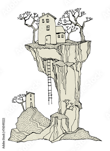 Cartoon village, fairy tale, vector