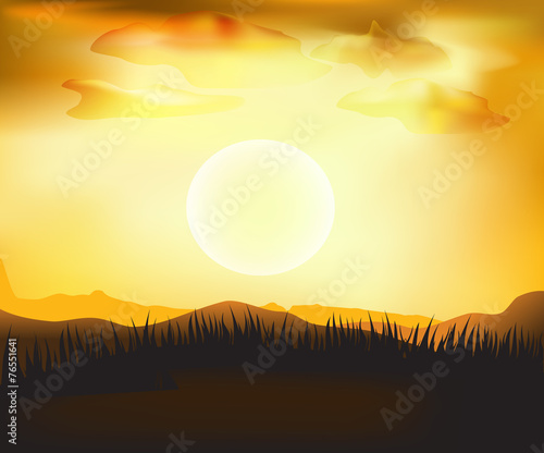 vector sunset  landscape background