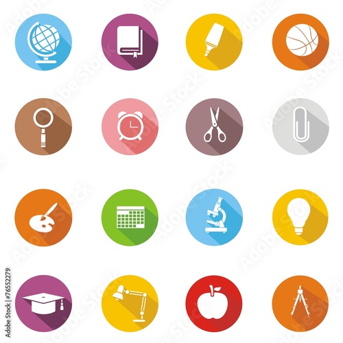 16 Iconos sobre educación I botón sombra