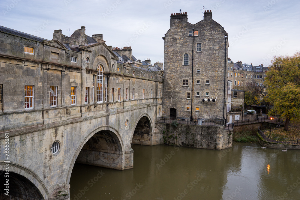 Pulteney Bridge, River Avon in Bath Spa city, England. Pulteney Bridge, River Avon in Bath Spa city, England.