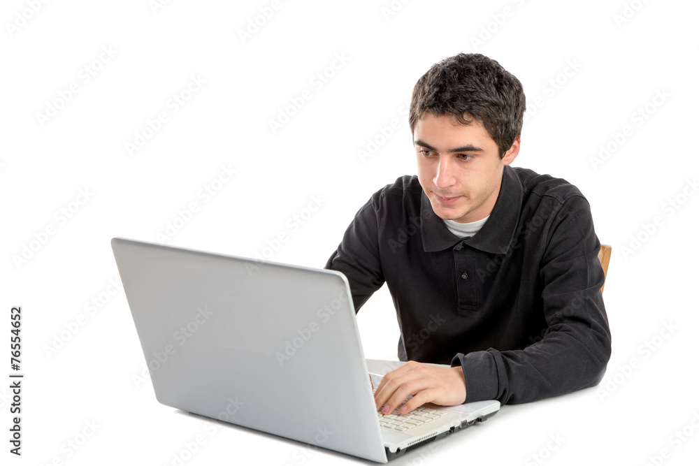 young man working with his laptop young man working with his laptop