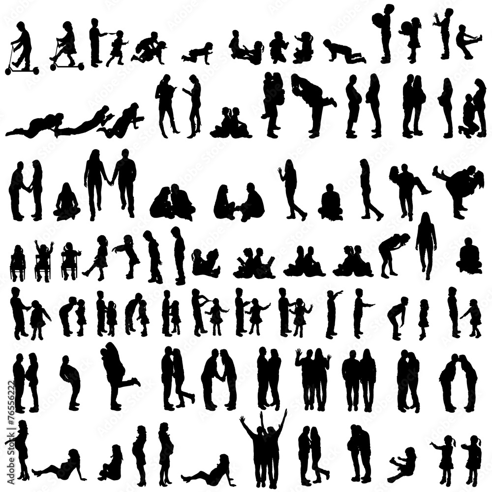 Vector silhouettes of family. Vector silhouettes of family.