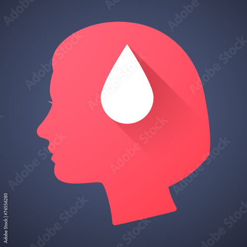 Female head silhouette icon with a blood drop