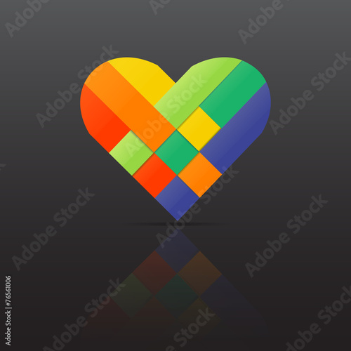 Paper stripe weaving color heart. Vector illustration