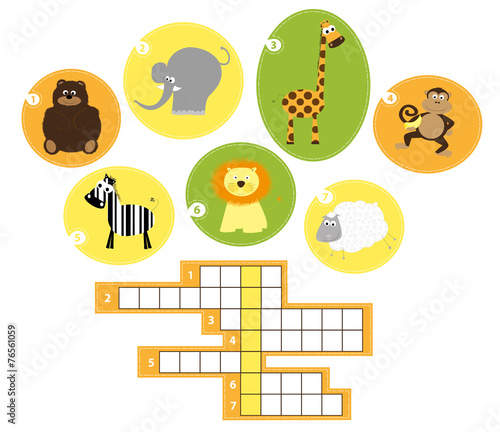 crossword / ANIMALS solution/ - vectors for children