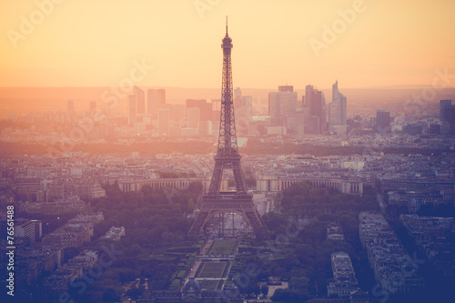 Sunset at Eiffel Tower in Paris with vintage filter © orpheus26