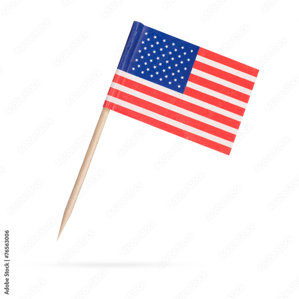 Naklejka premium Miniature Flag USA. Isolated on white background