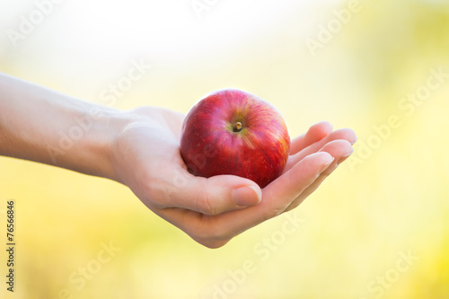 Hand of a woman with an apple