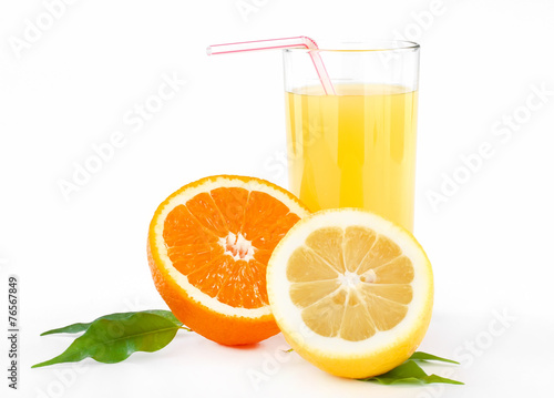 orange and lemon juice with tubule
