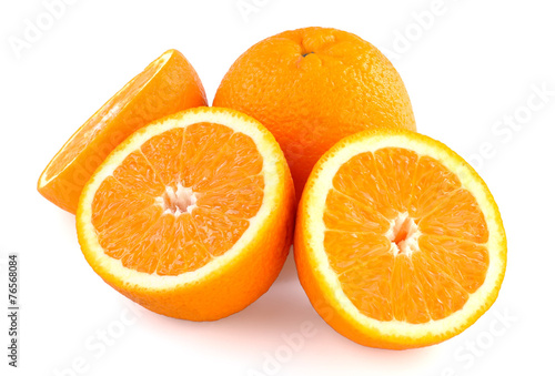 a several oranges on white background