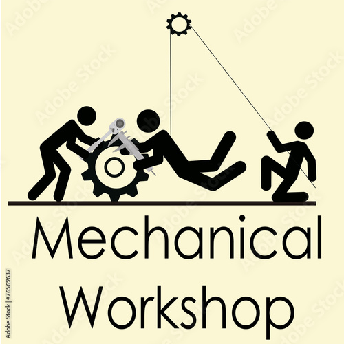 mechanical shop, men at work