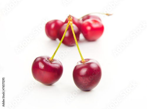 fresh isolated red cherries