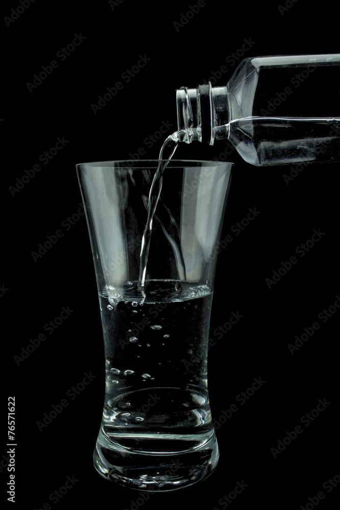 pour the water into a glass pour the water into a glass