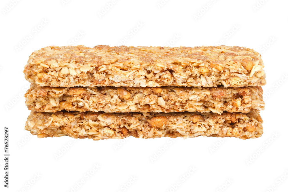 Healthy Granola bar isolated on white Healthy Granola bar isolated on white