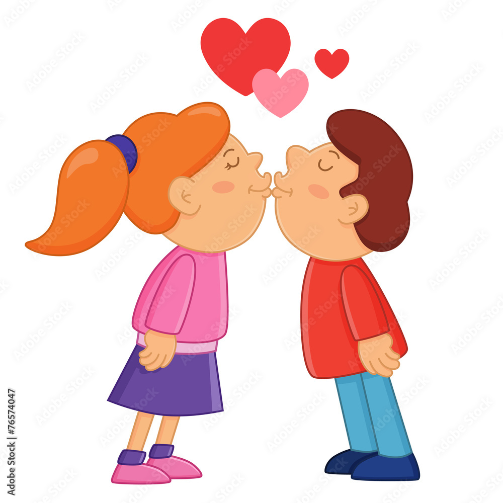 Boy and girl kissing. Valentine's Day Boy and girl kissing. Valentine's Day